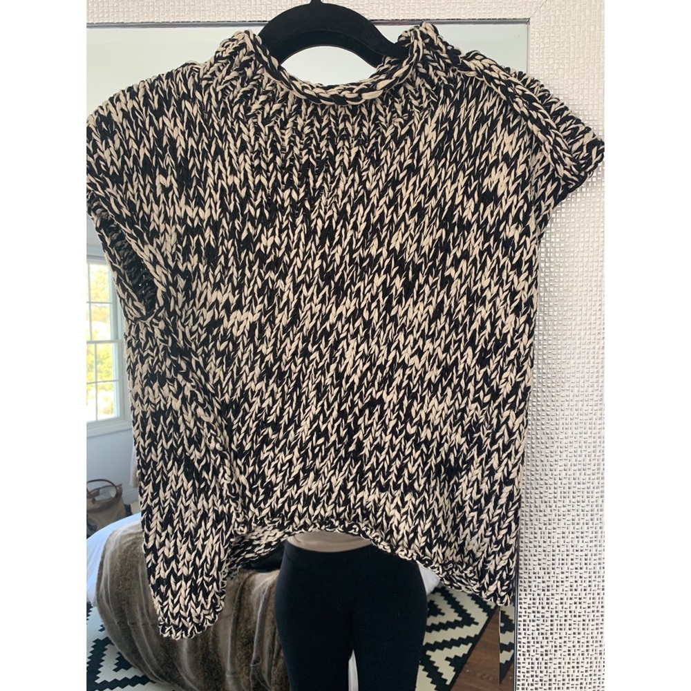Black and White Asymmetrical Sweater Top